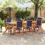 vidaXL 9-delige Tuinset massief acaciahout en textileen, Tuin en Terras, Tuinsets en Loungesets, Nieuw, 8 zitplaatsen, Tuinset