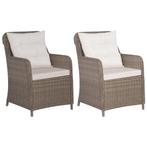 vidaXL Tuinstoelen 2 st met kussens poly rattan bruin, Tuin en Terras, Tuinstoelen, Verzenden, Nieuw, Rotan