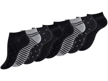 8 paar Dames sneakersokken - Dots Stripes - Zwart/Grijs-mix beschikbaar voor biedingen