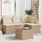 vidaXL 5-delige Loungeset met kussens poly rattan beige, Verzenden, Nieuw, Rotan, Loungeset