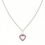 Ketting met hanger - 14 karaat Witgoud - Robijn