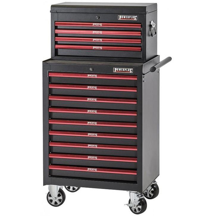 Gereedschapswagenset rood/zwart 13 laden, Doe-het-zelf en Verbouw, Gereedschap | Handgereedschap, Ophalen of Verzenden