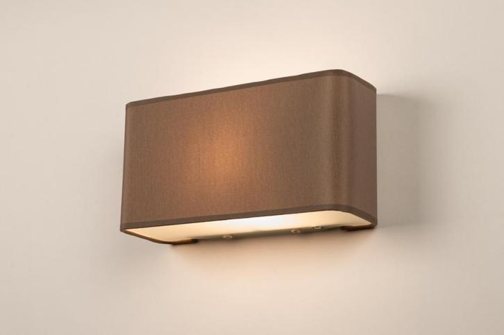 Rietveld Wandlampen - Bruin, Taupe - Stof, Huis en Inrichting, Lampen | Wandlampen, Verzenden