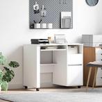 vidaXL Bureau met Wielen met lade Wit 91 x 50 x 77 cm, Huis en Inrichting, Bureaus, Verzenden, Nieuw