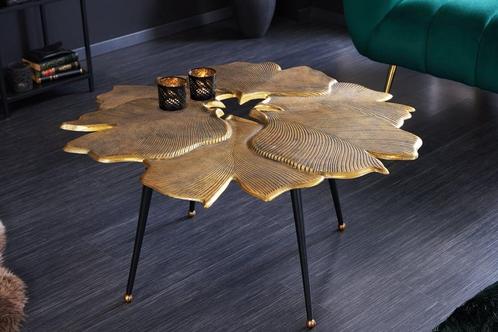 Decoratieve salontafel GINKGO 95cm goud zwart handgemaakt, Huis en Inrichting, Tafels | Salontafels, Ophalen of Verzenden