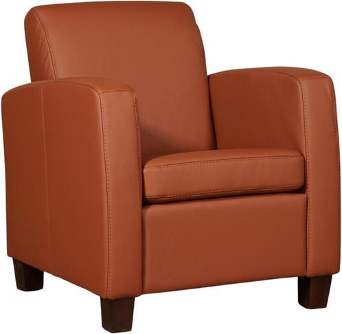 Bruine leren landelijke stoel - poot hout bruin - Toledo Lee, Huis en Inrichting, Fauteuils, 50 tot 75 cm, 75 tot 100 cm, Nieuw