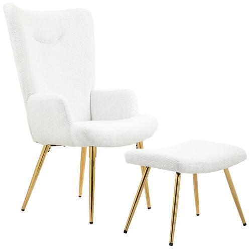 TRUUSK Oorfauteuil Met Voetenbank, Fauteuil Met Sherpa-hoes,, Huis en Inrichting, Fauteuils, Nieuw, Verzenden