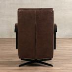 Bruine leren industriële draaifauteuil - staal zwart frame m, Huis en Inrichting, Fauteuils, Nieuw, Ophalen of Verzenden, Modern