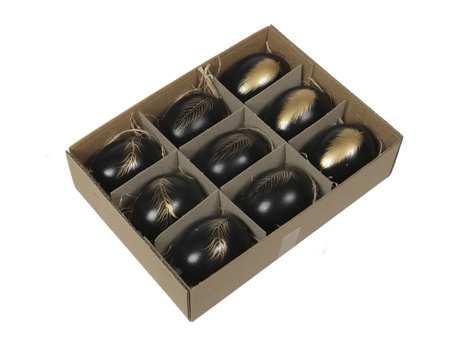 Zwarte kippeneieren met gouden veren opdruk 6 cm - doosje 9, Hobby en Vrije tijd, Knutselen, Nieuw, Ophalen of Verzenden