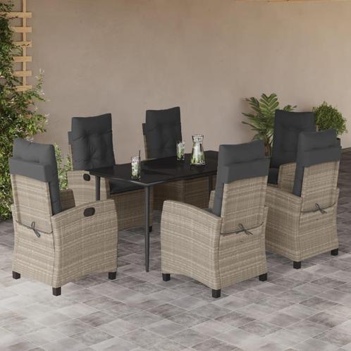 vidaXL 7-delige Tuinset met kussens poly rattan grijs, Tuin en Terras, Tuinsets en Loungesets, Tuinset, Nieuw, 6 zitplaatsen, Rotan