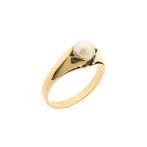 8 Krt. ring met parel (cultivé parel, 8 karaat), Sieraden, Tassen en Uiterlijk, Antieke sieraden, Ophalen of Verzenden, Goud, Met edelsteen