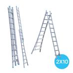 Eurostairs Reform ladder dubbel uitgebogen 2x10 sporten, Doe-het-zelf en Verbouw, Ladders en Trappen, Ophalen of Verzenden, Nieuw
