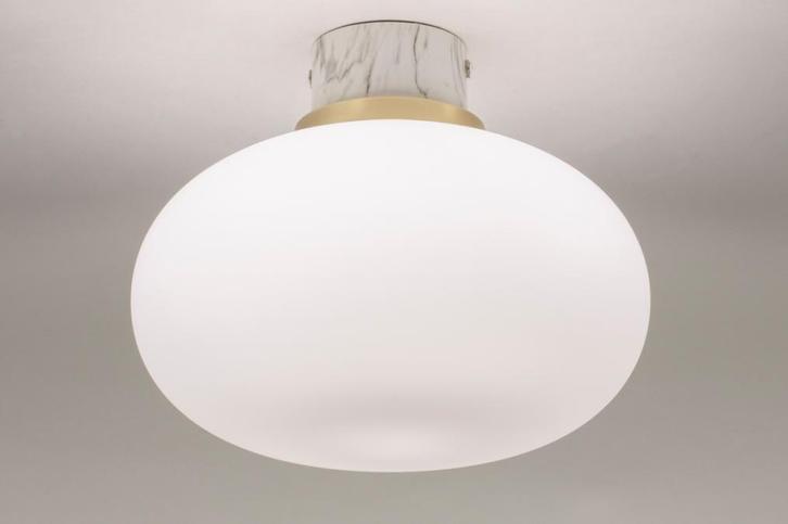 Rietveld Plafondlampen - Wit, Grijs, Goud, Marmer - Glas, Me, Huis en Inrichting, Lampen | Plafondlampen, Verzenden