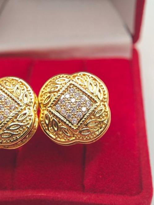 Verguld, Zilver, Elegante manchetknopen verguld 18 kt zilver, Antiek en Kunst, Antiek | Goud en Zilver