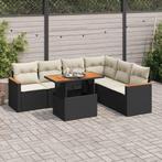 vidaXL 7-delige Loungeset met kussens poly rattan acacia, Verzenden, Nieuw, Rotan, Loungeset