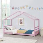 Kinderbed huisbed met bedbodem 90x200 cm roze, Nieuw, Verzenden