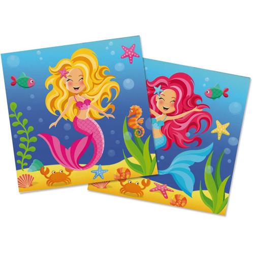 Zeemeermin Servetten Feest 33cm 20st, Hobby en Vrije tijd, Feestartikelen, Nieuw, Verzenden