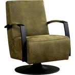 Leren draaifauteuil Mood - Kenia Olive (olijf) -, Huis en Inrichting, Fauteuils, Nieuw, Ophalen of Verzenden, 50 tot 75 cm, Industrieel, Modern