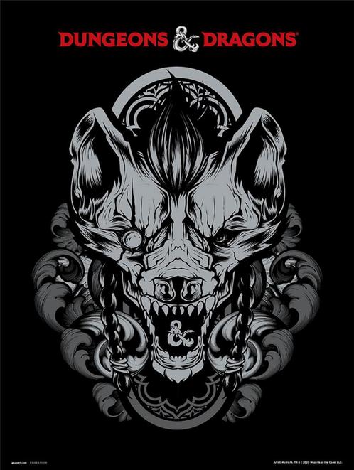 Kunstdruk Dungeons And Dragons Gnoll 30x40cm, Huis en Inrichting, Woonaccessoires | Schilderijen, Tekeningen en Foto's, Nieuw