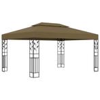 vidaXL Prieel met dubbel dak 180 g/m² 3x4 m taupe, Tuin en Terras, Verzenden, Nieuw