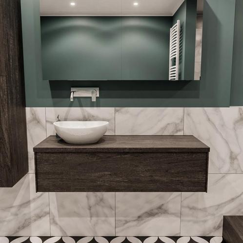 Badkamermeubel BWS Madrid Dark Brown 120 cm met Topblad en, Doe-het-zelf en Verbouw, Sanitair, Bad, Nieuw, Ophalen of Verzenden