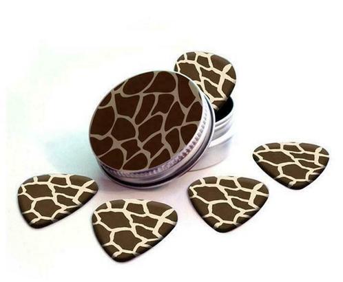 Blikje + plectrums met afbeelding van een Giraffe print, Verzamelen, Overige Verzamelen, Nieuw, Ophalen of Verzenden
