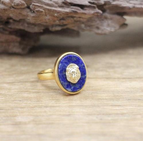 Lapis lazuli ring met leeuw, Sieraden, Tassen en Uiterlijk, Ringen, Verzenden