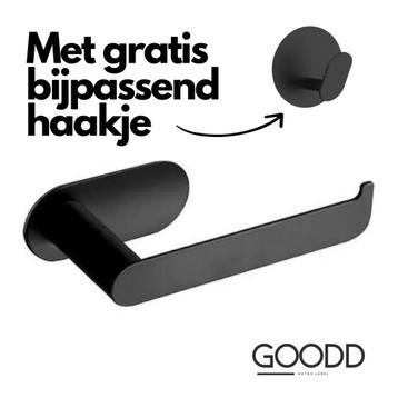 NIEUW Toiletrolhouder met haakje wc rolhouder zwart plakken beschikbaar voor biedingen