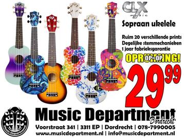OPRUIMING CLX Sopraan Ukeleles | Music Department beschikbaar voor biedingen