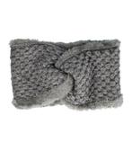 Haarband Twist Fake Fur Gebreid Grijs, Nieuw