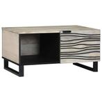 vidaXL Salontafel Wit, Zwart 80 x 50 x 40 cm massief, Verzenden, Nieuw, 50 tot 100 cm, Minder dan 50 cm