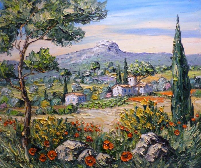 R. Vincent (1954) - La montagne du Garlaban à Aubagne en, Antiek en Kunst, Kunst | Schilderijen | Klassiek