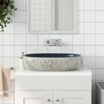 vidaXL Opzetwasbak ovaal 59x40x14 cm keramiek zandkleurig en, Doe-het-zelf en Verbouw, Sanitair, Verzenden, Nieuw