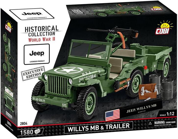 COBI 2804 Willys MB +Trailer & M2 Gun (Leger bouwsets), Kinderen en Baby's, Speelgoed | Bouwstenen, Nieuw, Verzenden