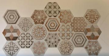 1,4 m2 hexagone tegel mix terra - grijs (zeskanten)