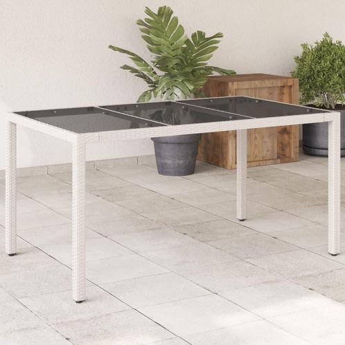 vidaXL Tuintafel met glazen blad 150x90x75 cm poly rattan, Tuin en Terras, Tuintafels, Nieuw, Verzenden