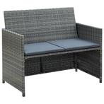 vidaXL Tuinbank 2-zits met kussens poly rattan grijs, Tuin en Terras, Tuinsets en Loungesets, Verzenden, Nieuw, Rotan
