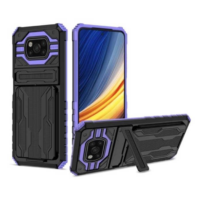 Xiaomi Poco M3 - Armor Card Slot Hoesje met Kickstand -, Telecommunicatie, Mobiele telefoons | Hoesjes en Frontjes | Overige merken