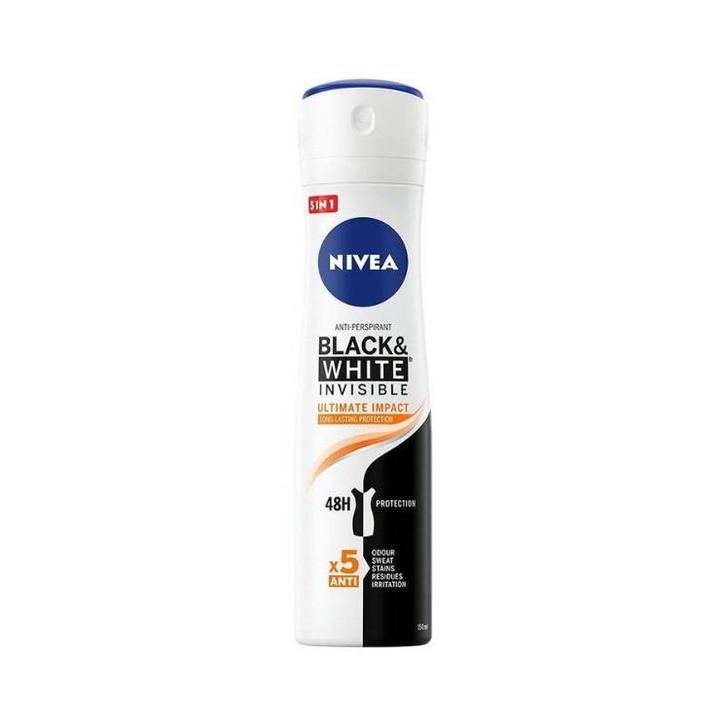 Nivea Black & White Ultimate Impact Deodorant Spray 150 ml, Sieraden, Tassen en Uiterlijk, Uiterlijk | Lichaamsverzorging, Nieuw