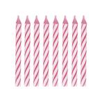 Roze Kaarsen Gestreept 14cm 24st, Verzenden, Nieuw