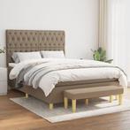 vidaXL Boxspring met matras stof taupe 140x200 cm, Verzenden, 140 cm, 200 cm, Stof