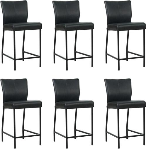 Zwarte leren moderne barkruk - poot vierkant zwart - Granada, Huis en Inrichting, Stoelen, Overige kleuren, Nieuw, Leer, Ophalen of Verzenden