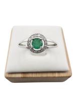 Zonder Minimumprijs - Ring Zilver - 0.27ct. tw. Smaragd, Sieraden, Tassen en Uiterlijk, Ringen, Nieuw