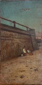 Giuseppe Laezza (1835-1905) - Pescatori a Napoli, Antiek en Kunst, Kunst | Schilderijen | Klassiek