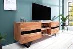 Massief tv-meubel AMAZONAS 160cm acacia metalen lowboard, Huis en Inrichting, Kasten | Televisiemeubels, Nieuw, Ophalen of Verzenden