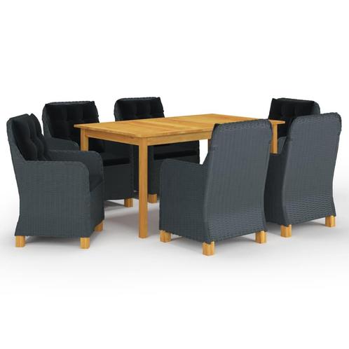 vidaXL 7-delige Tuinset donkergrijs, Tuin en Terras, Tuinsets en Loungesets, Tuinset, Nieuw, 6 zitplaatsen, Hardhout, Verzenden