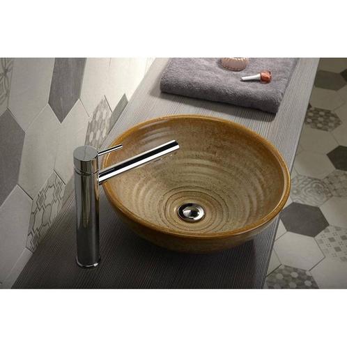 Waskom Sapho Attila Rond 42.5x14 cm Keramiek Bruin, Doe-het-zelf en Verbouw, Sanitair, Ophalen of Verzenden