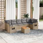 vidaXL 8-delige Loungeset met kussens poly rattan beige, Verzenden, Nieuw, Rotan, Loungeset