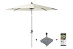 Platinum Riva stokparasol 2,5 m. rond - Ecru met voet en, Tuin en Terras, Tuinsets en Loungesets, Verzenden, Nieuw, Overige materialen