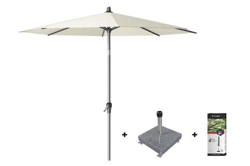 Platinum Riva stokparasol 2,5 m. rond - Ecru met voet en, Tuin en Terras, Tuinsets en Loungesets, Nieuw, Overige materialen, Verzenden